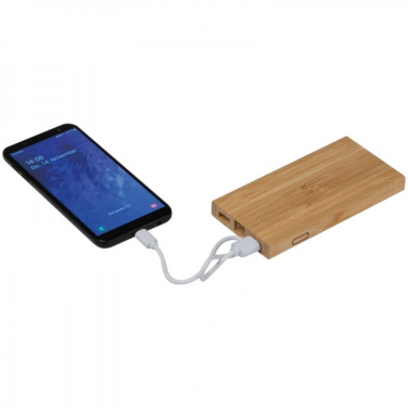 Logo trade promotional merchandise image of: Bamboo power bank KATOWICE