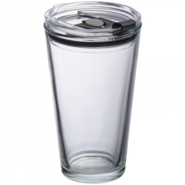 Logo trade promotional items image of: Glass mug with lid WATTENSCHEID 400 ml