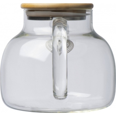 Logotrade promotional giveaway image of: Glass jug with bamboo lid FRANKFURT 1000ml