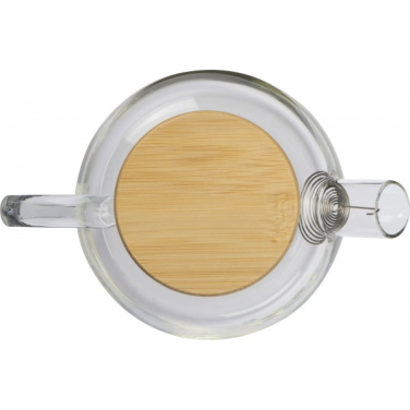 Logo trade promotional merchandise image of: Glass jug with bamboo lid FRANKFURT 1000ml