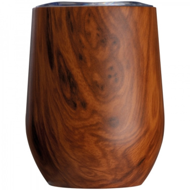 Logo trade promotional merchandise photo of: Stainless steel mug with wooden look BRIGHTON 380 ml
