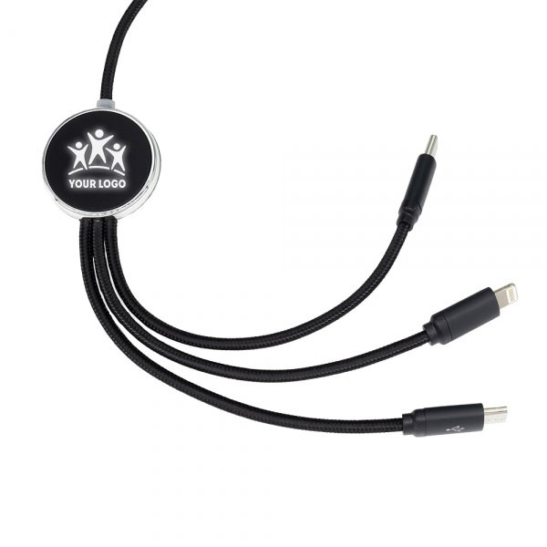 Logotrade promotional giveaway picture of: 3in1 long cable with elighted logo for engraving, W201TG