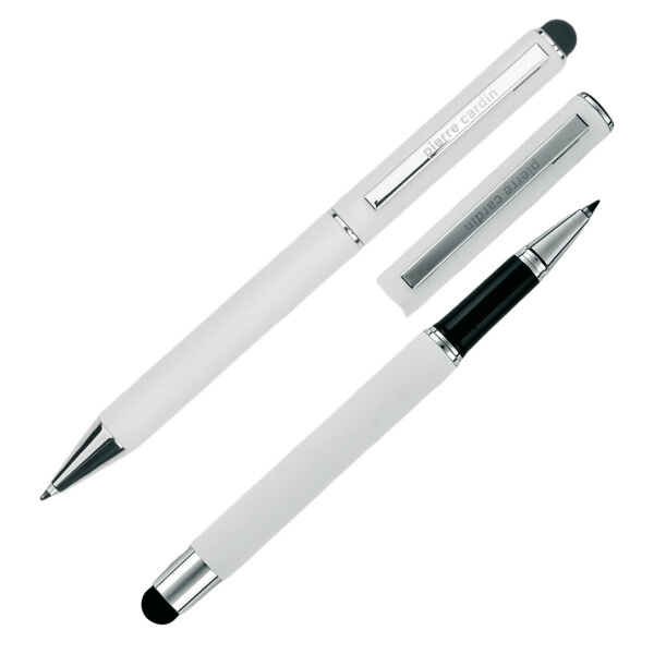Logo trade promotional merchandise picture of: Writing set ballpoint pen & roller soft touch CLAUDIE