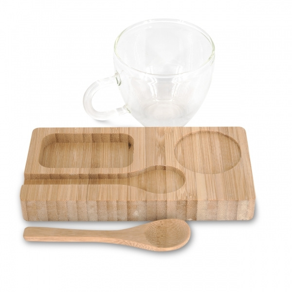 Logo trade promotional giveaway photo of: Tray with cup and spoon FORMOSA 150 ml
