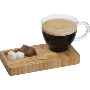 Logo trade promotional gifts image of: Tray with cup and spoon FORMOSA 150 ml