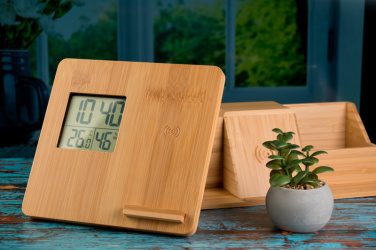 Logotrade promotional giveaway image of: Bamboo weather station GRANADA