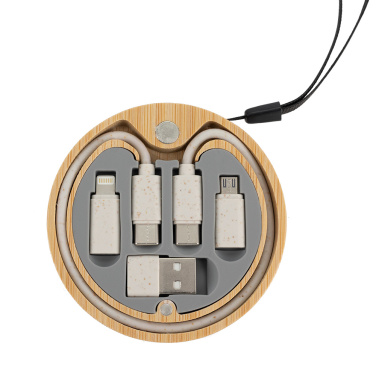 Logo trade advertising products picture of: 4in1 cable in wooden case, LH-ZM01