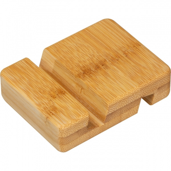 Logo trade promotional products image of: Bamboo smartphone holder SAN SEBASTIAN