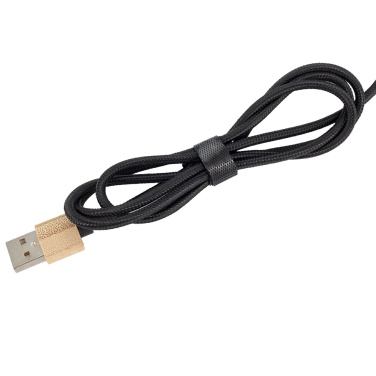 Logotrade promotional gift image of: 3-in-1 cable with elighted logo in a wooden casing, LH-ZMU06