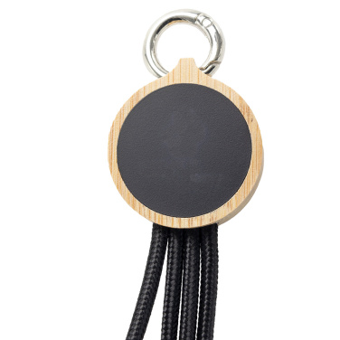 Logo trade corporate gifts image of: 4-in-1 cable with elighted logo in a wooden casing, LH-ZMU05