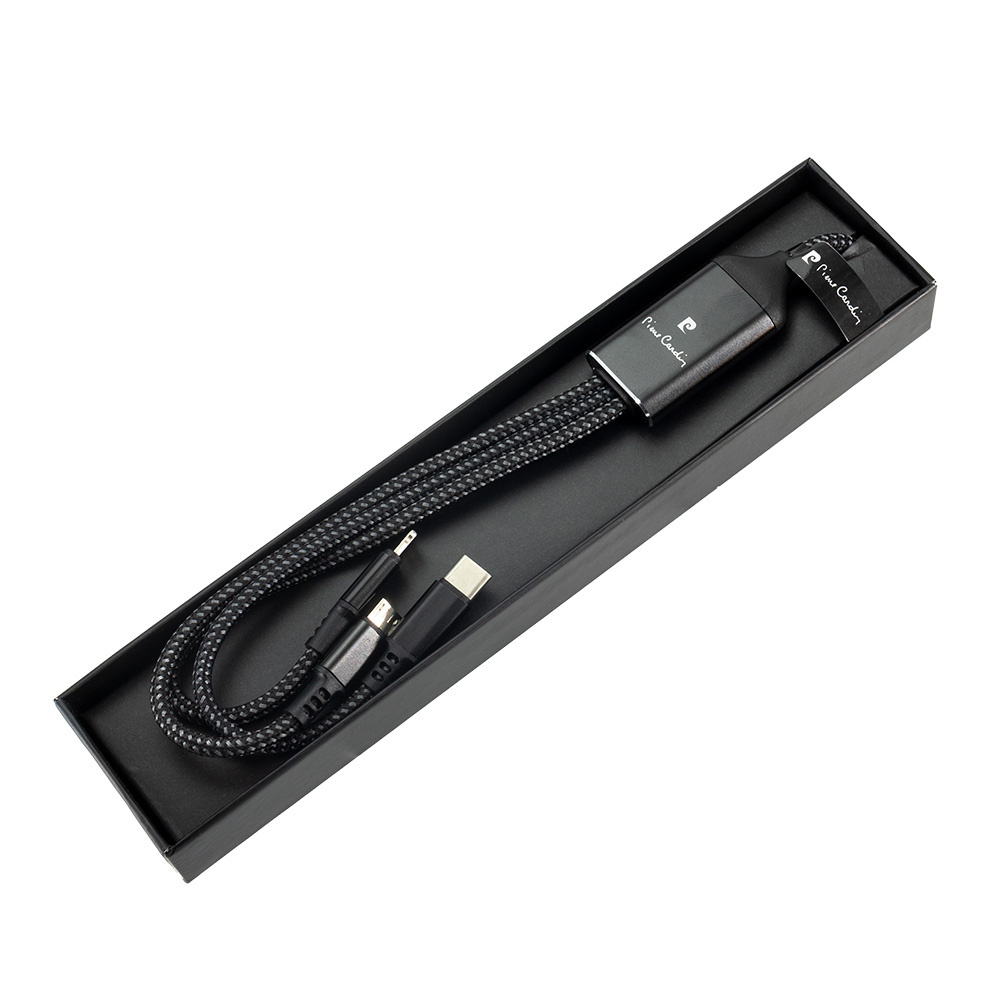 Logo trade promotional products image of: 3 in 1 cable with elighted logo Pierre Cardin