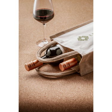 Logotrade corporate gift picture of: Jute Canvas Double Wine Bag
