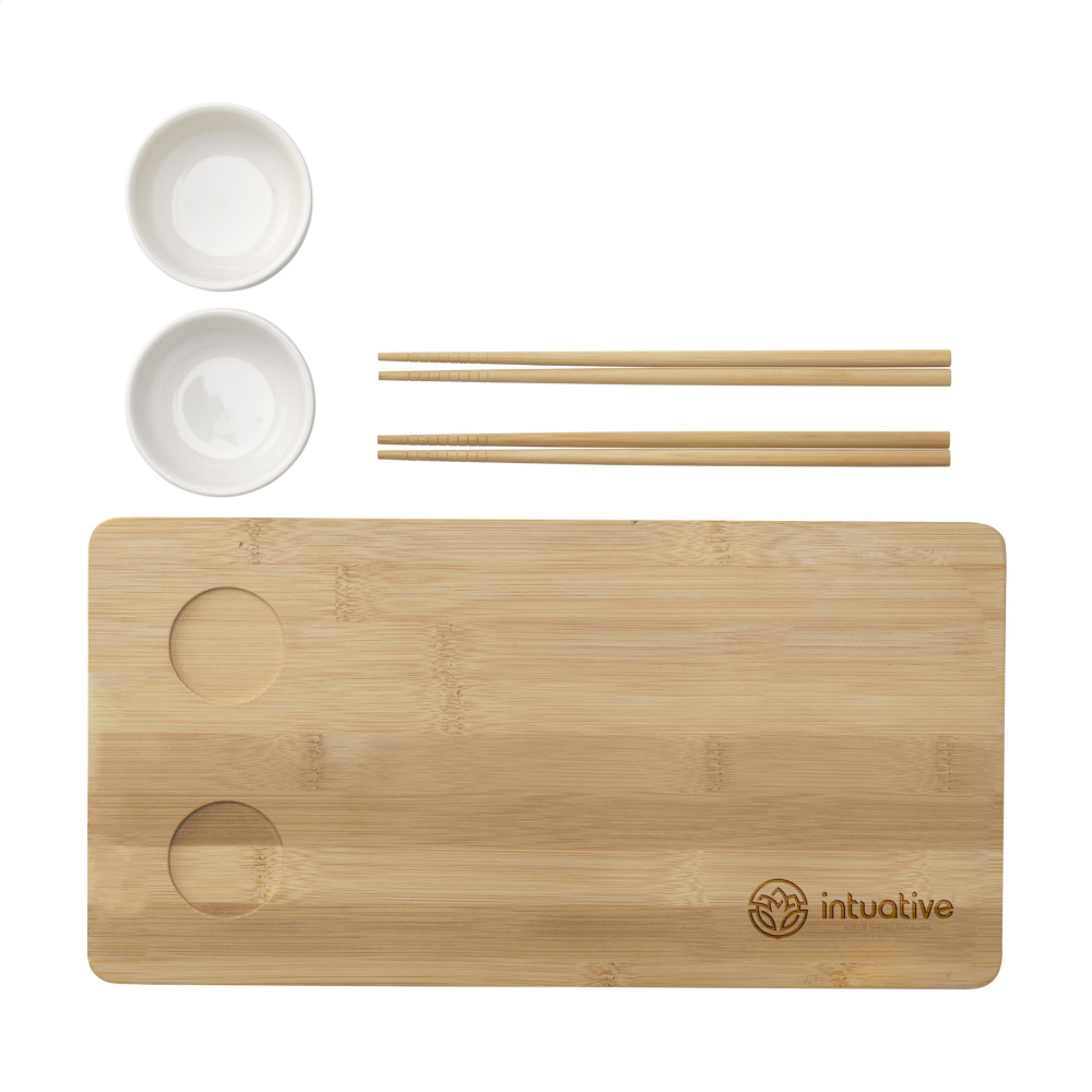 Logo trade promotional item photo of: Temaki Bamboo Sushi Tray gift set