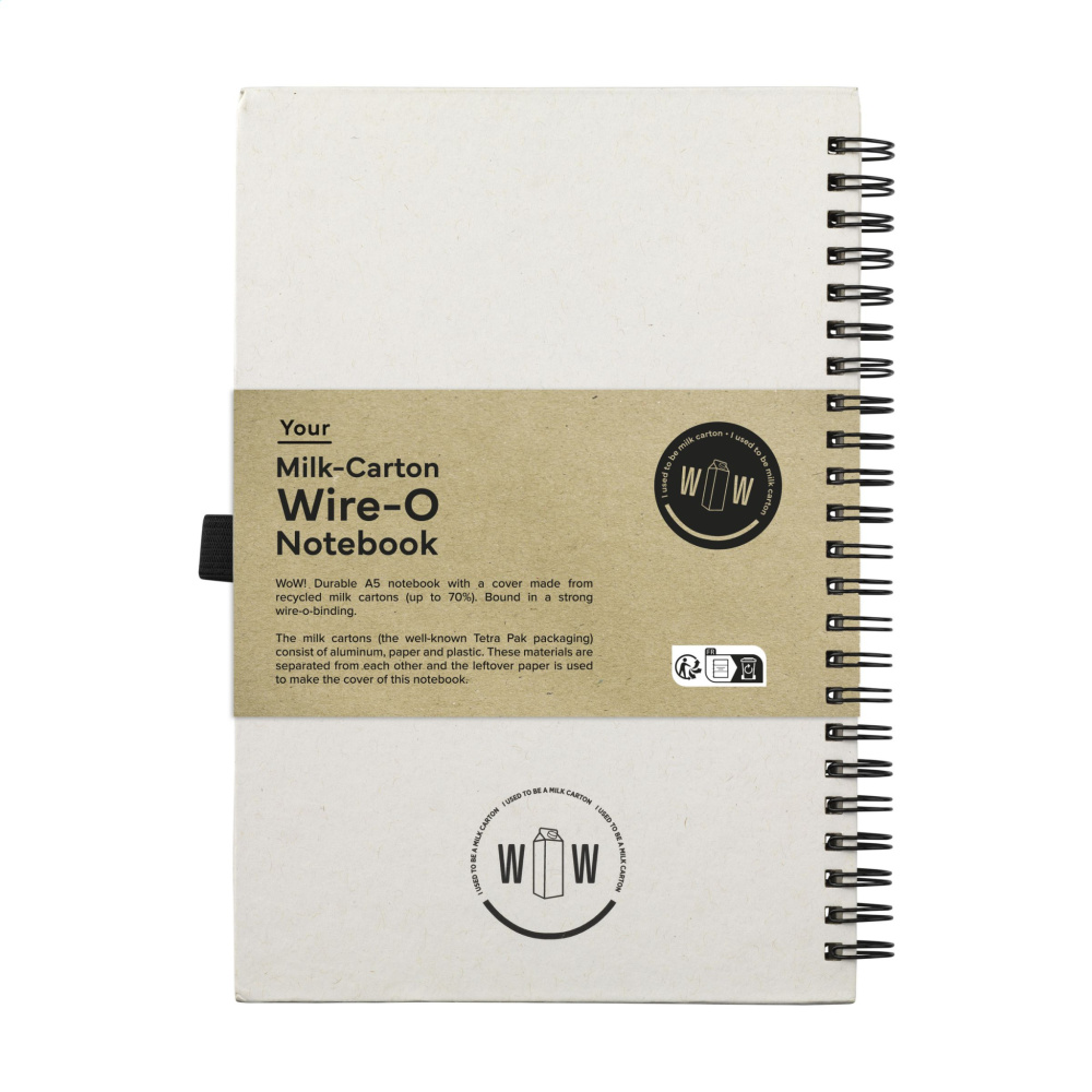 Logotrade advertising product picture of: Milk-Carton Wire-O Paper Notebook A5