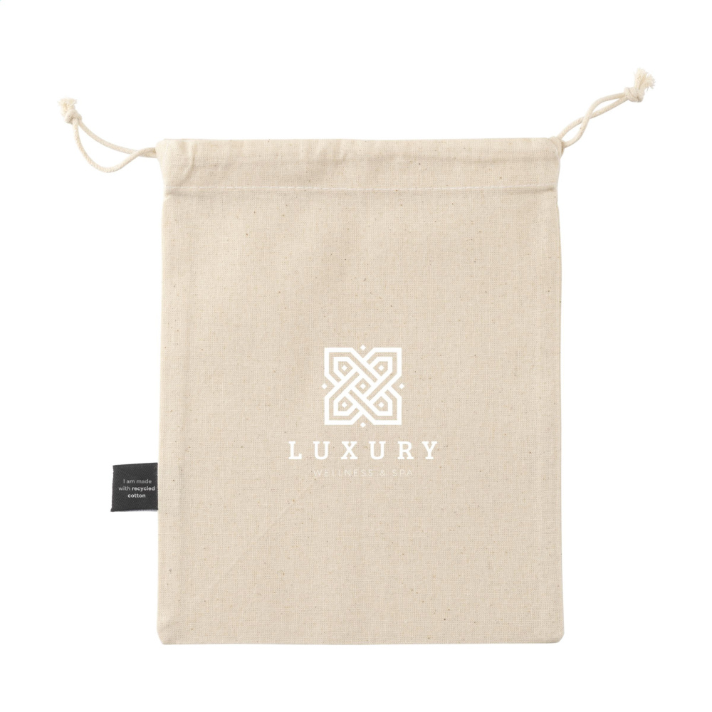 Logo trade promotional product photo of: Gift Pouch Natural GRS Recycled Cotton (150 g/m²) S
