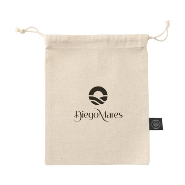 Logo trade corporate gift photo of: Gift Pouch Natural GRS Recycled Cotton (150 g/m²) S