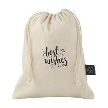 Logotrade promotional merchandise image of: Gift Pouch Natural GRS Recycled Cotton (150 g/m²) S