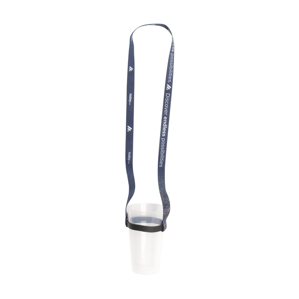 Logo trade business gift photo of: Lanyard Sublimation RPET 1.5 cm with Cup holder