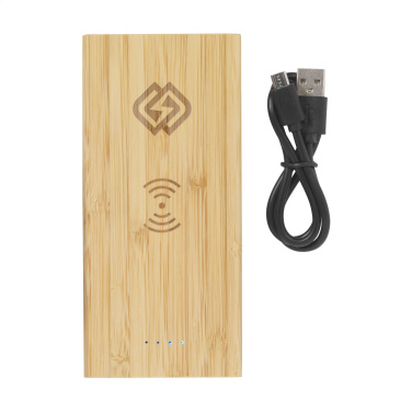 Logo trade promotional gifts picture of: Bamboo 8000 Wireless Powerbank wireless charger