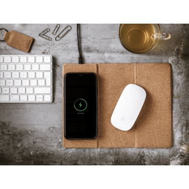 Logo trade advertising product photo of: Cork Wireless Charging Mousepad