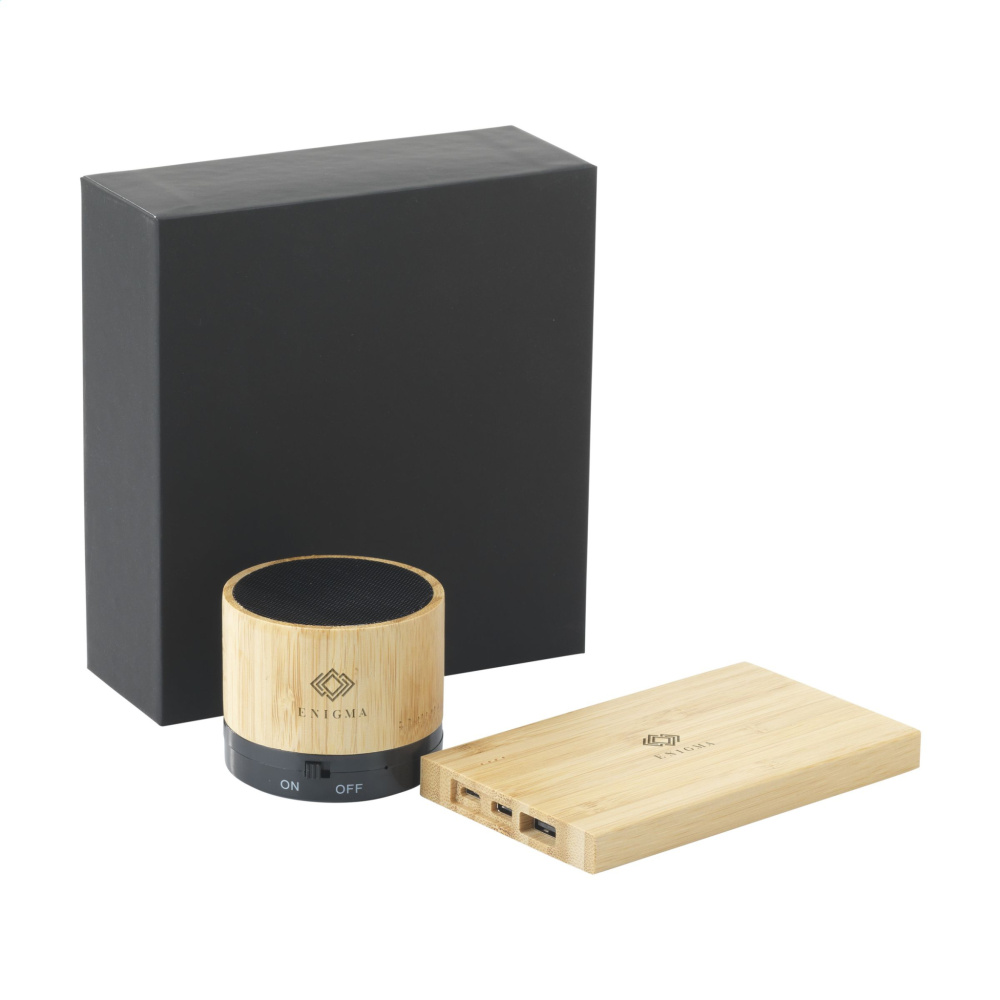 Logotrade advertising products photo of: PowerBox Bamboo gift set