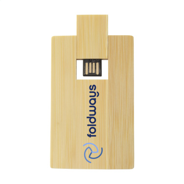 Logotrade promotional product picture of: CreditCard USB Bamboo 64 GB