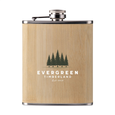 Logo trade advertising products image of: Hipflask Bamboo 200 ml drinking bottle