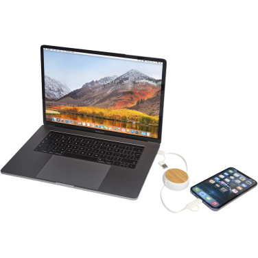 Logo trade business gift photo of: Chechia 5-in-1 recycled plastic 100 cm retractable data sync and 45W fast charge cable