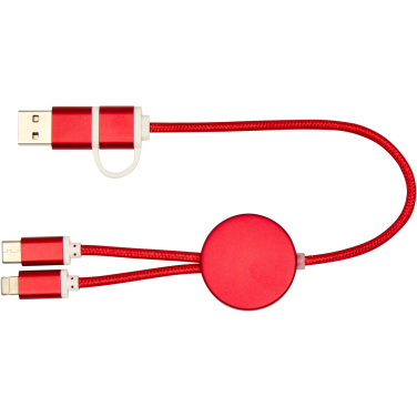 Logotrade promotional gift picture of: Alasia 5-in-1 recycled aluminium and plastic 30 cm data sync and 27W fast charge cable