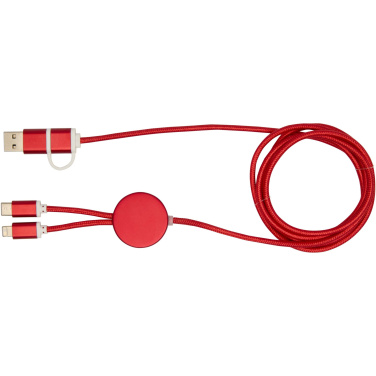 Logo trade business gift photo of: Alasia 5-in-1 recycled aluminium and plastic 150 cm data sync and 27W fast charge cable