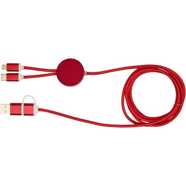 Logo trade business gifts image of: Alasia 5-in-1 recycled aluminium and plastic 150 cm data sync and 27W fast charge cable