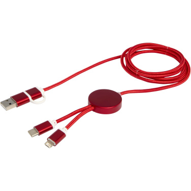 Logotrade promotional giveaway image of: Alasia 5-in-1 recycled aluminium and plastic 150 cm data sync and 27W fast charge cable