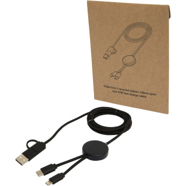 Logotrade corporate gifts photo of: Citala 5-in-1 recycled plastic 150 cm data sync and 27W fast charge cable