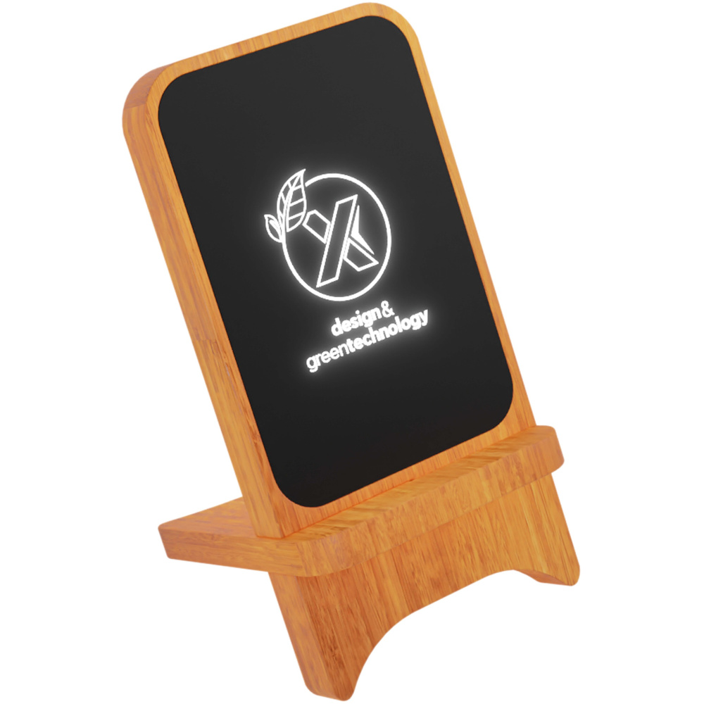 Logo trade promotional gifts image of: SCX.design W16 10W light-up wireless wooden stand