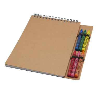 Logo trade promotional item photo of: Doodle A5 spiral soft cover notebook and crayon set