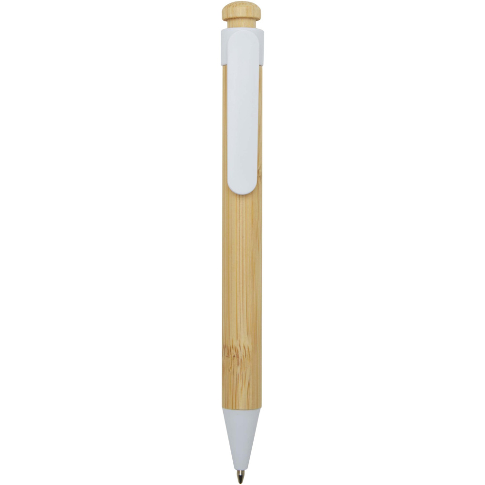 Logo trade promotional products image of: Rattan bamboo and recycled plastic ballpoint pen (black ink)