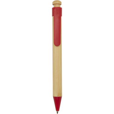 Logotrade promotional item image of: Rattan bamboo and recycled plastic ballpoint pen (black ink)