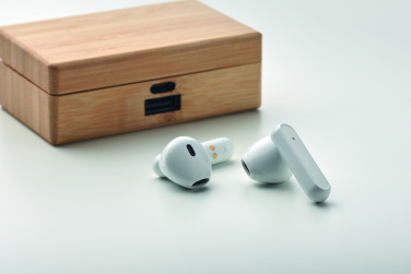 Logotrade advertising product picture of: TWS earbuds in bamboo case