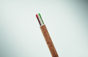 Logo trade advertising products image of: Cork 4-colour ink ball pen