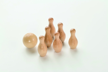 Logo trade promotional items image of: Mini pine wood bowling set
