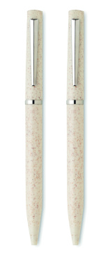 Logo trade corporate gifts image of: Wheat straw/ABS twist pen set
