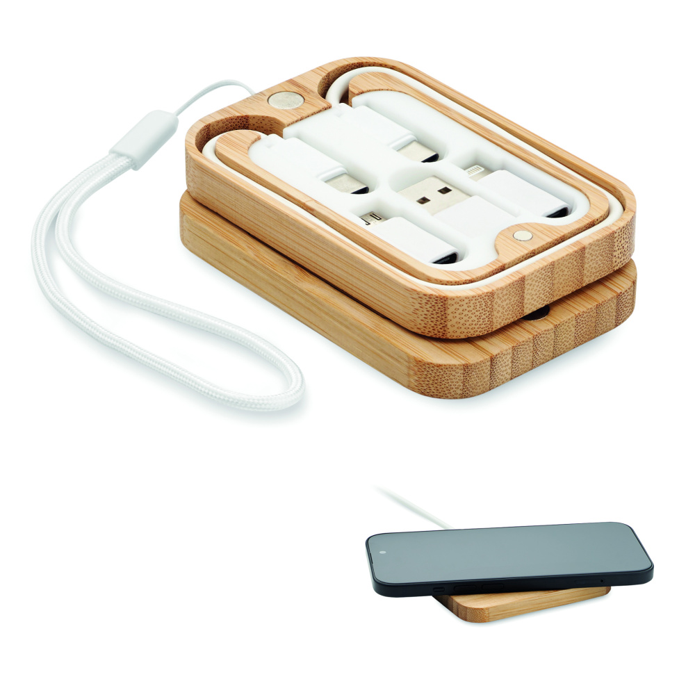 Logo trade promotional items picture of: 15W wireless charger in bamboo