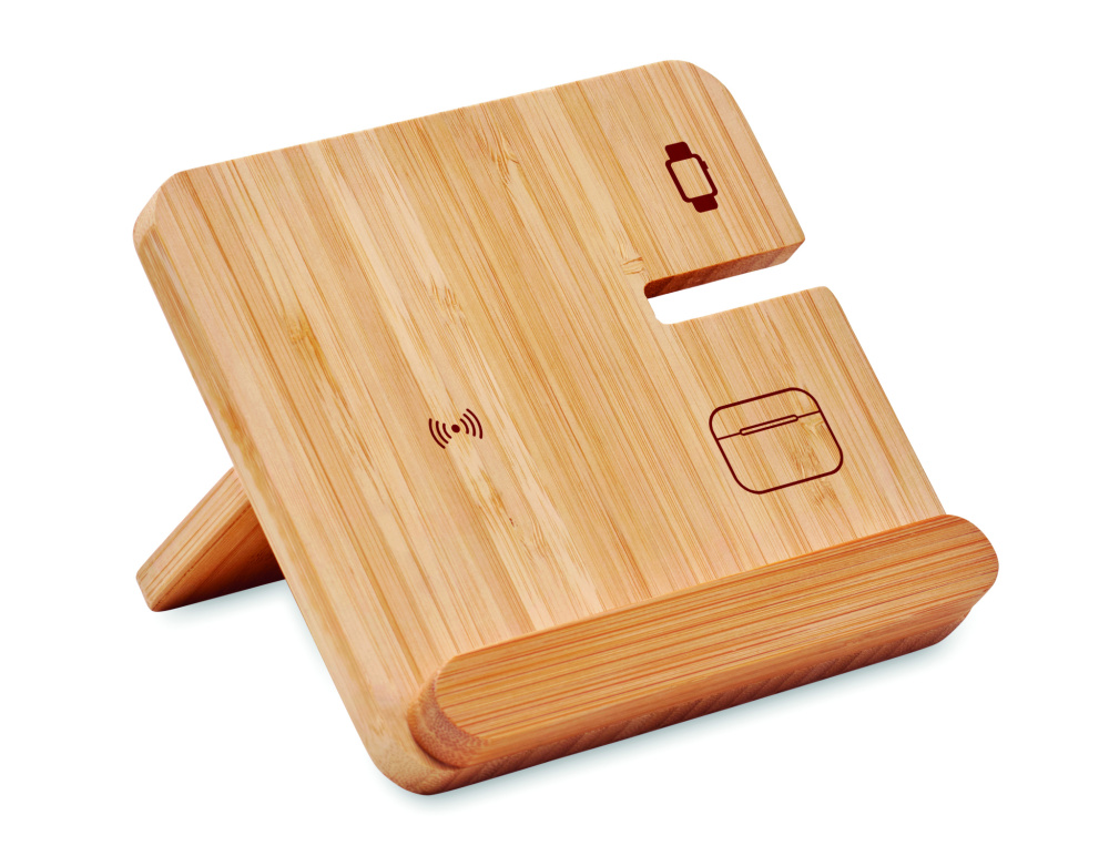 Logo trade promotional gifts picture of: 3 in 1 15W wireless charger