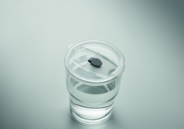 Logotrade advertising product image of: Glass tumbler with straw 400ml