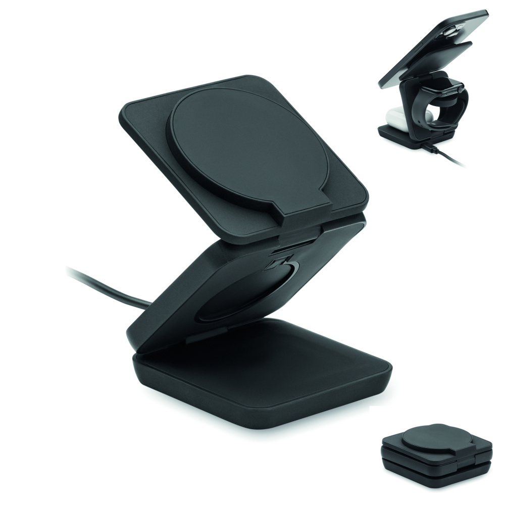 Logo trade promotional merchandise photo of: 3in1 foldable charging station