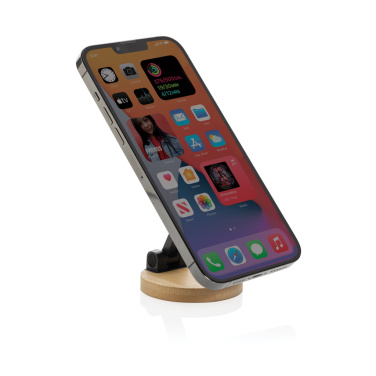 Logo trade promotional products picture of: Magmount RCS recycled plastic and bamboo phone stand
