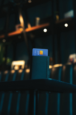 Logo trade promotional gifts image of: Seekcard RCS rpolyester card wallet with worldwide locating