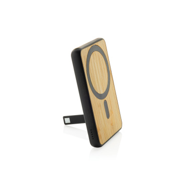 Logo trade promotional merchandise photo of: Zen RCS rplastic 5000 mah 5W magnetic bamboo powerbank