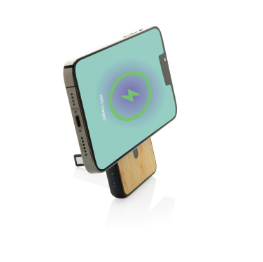 Logo trade promotional product photo of: Zen RCS rplastic 5000 mah 5W magnetic bamboo powerbank