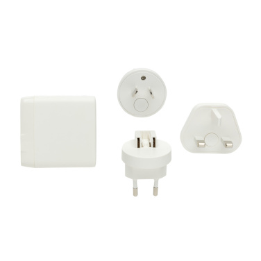 Logo trade promotional gifts picture of: TravelCharge Pro RCS rplastic travel charger with USB C